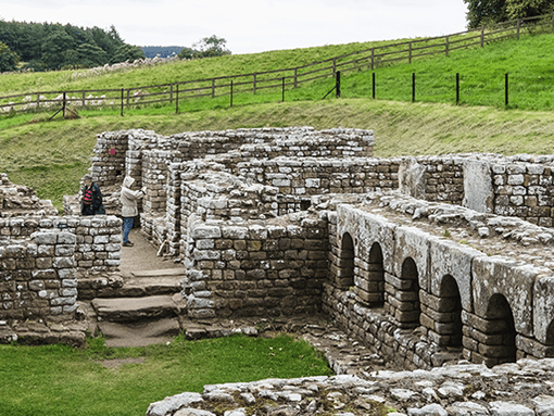 view of the Roman remains at Chesters Roman Fort