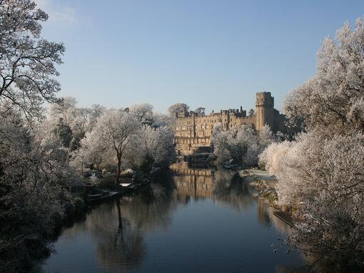 Warwick Castle during the winter on a frosty day