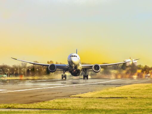 Plane landing at the airport