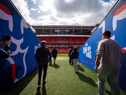 Walking out onto the pitch at Wembley Stadium