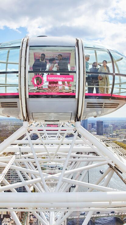 The London Eye capsule high above London 