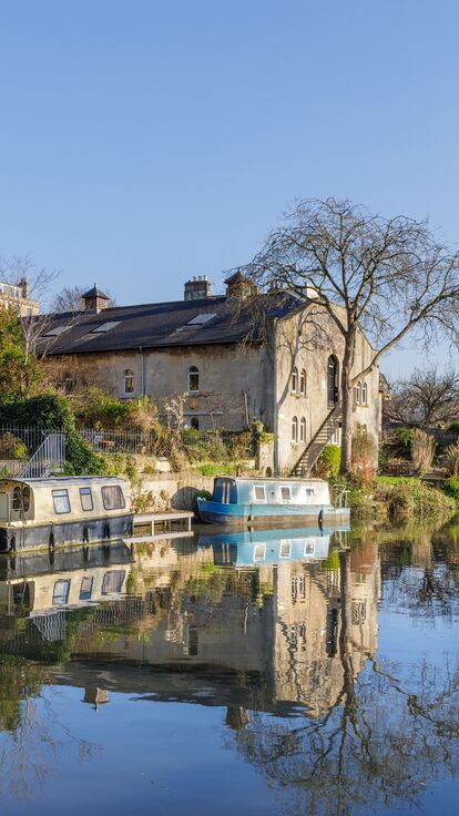 River boats on a riverbank in Somerset