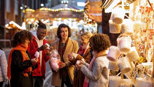 Friends visiting the Newcastle Christmas market