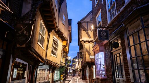 The Shambles in York at dusk