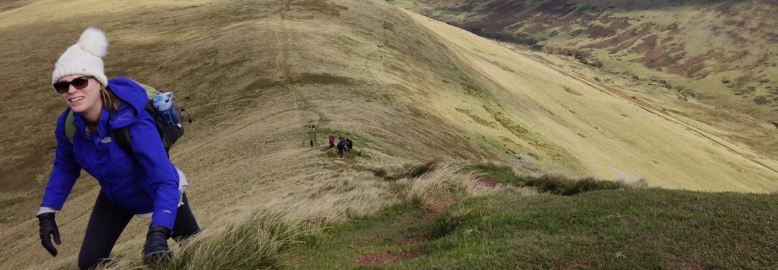 Hiker on their way up to Pen y Fan