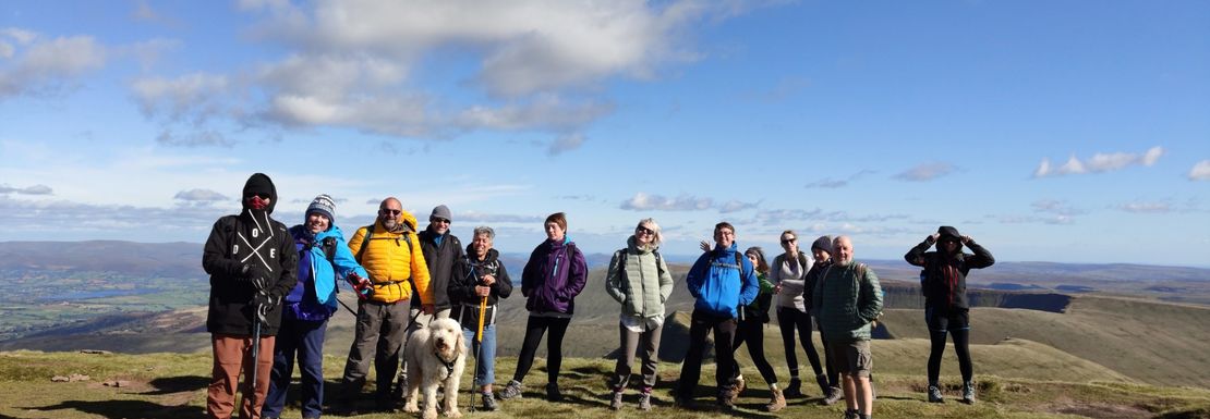 Hikers enjoying views on their way up to Pen y Fan