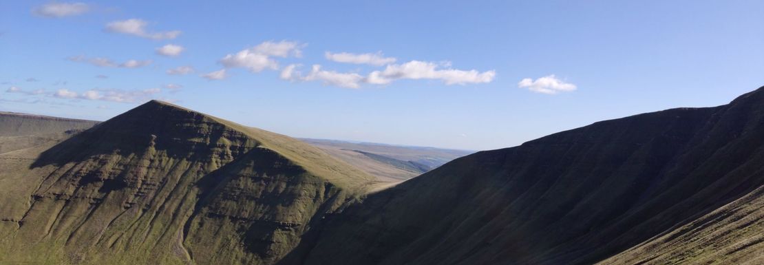 Landscape views of peaks en route to Pen y Fan