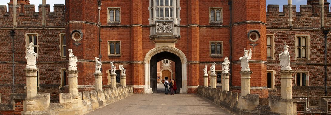 Exterior shot of Hampton Court Palace entrance