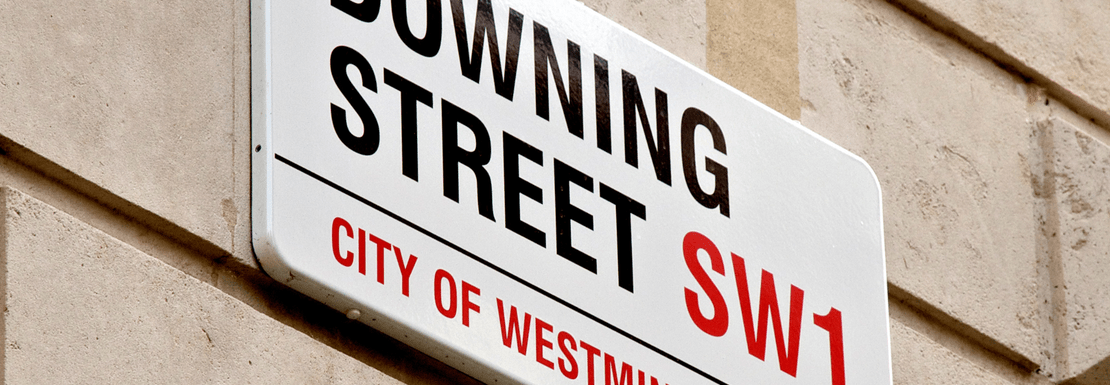 close-up of Downing Street sign