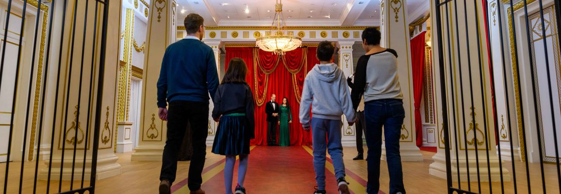 Palace gates at Madame Tussauds leading to the royal family