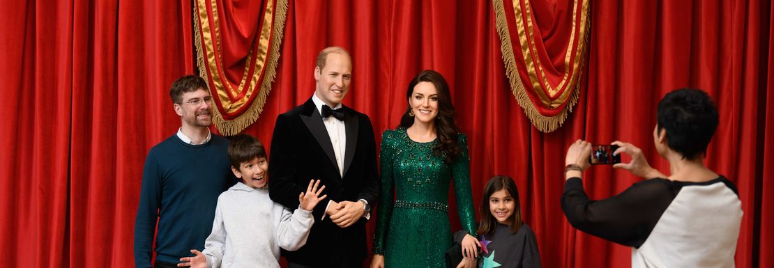 Prince William and Princess Kate at Madame Tussauds with visitors