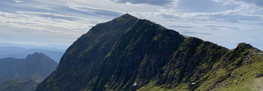 The peaks surrounding Mount Snowdon are a glorious sight on a beautiful day