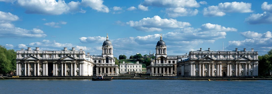 Old Royal Naval Collage on the Thames is a grand building and home to the Painted Hall