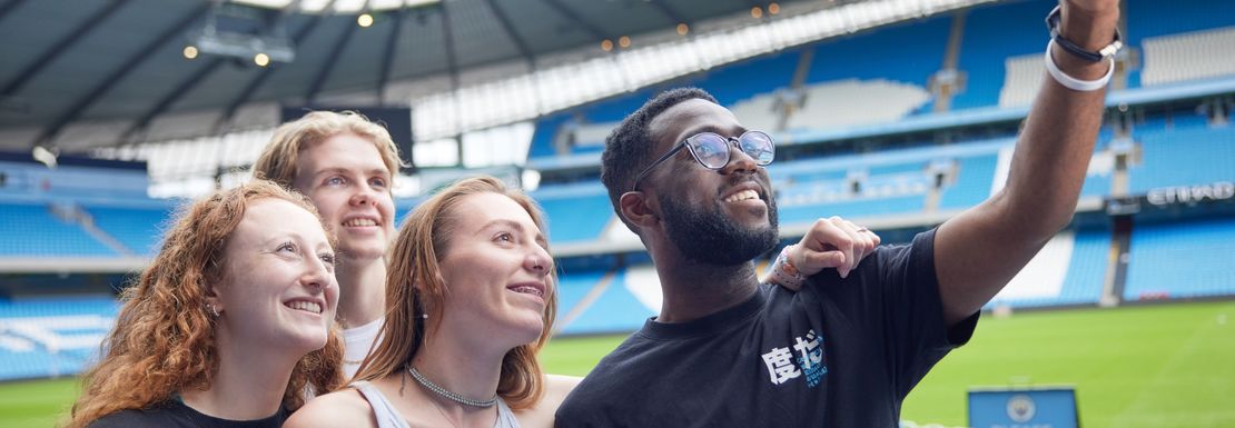 A selfie makes a great pic within the Ethiad stadium for fans of Manchester City