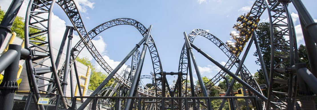 The loops on the smiler roller coaster at Alton Towers are plentiful indeed
