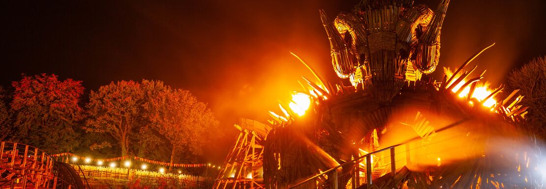 A roller coaster on fire at Alton Towers is especially great during October for Halloween