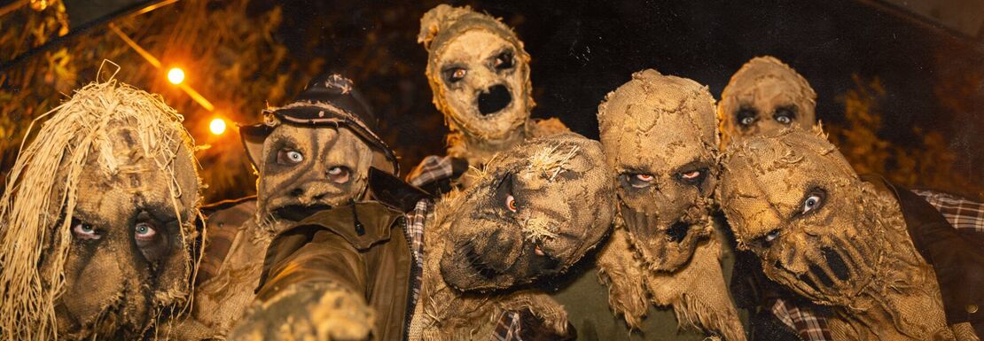 A group of scary scarecrow men at the Thorpe Park Fright Nights event