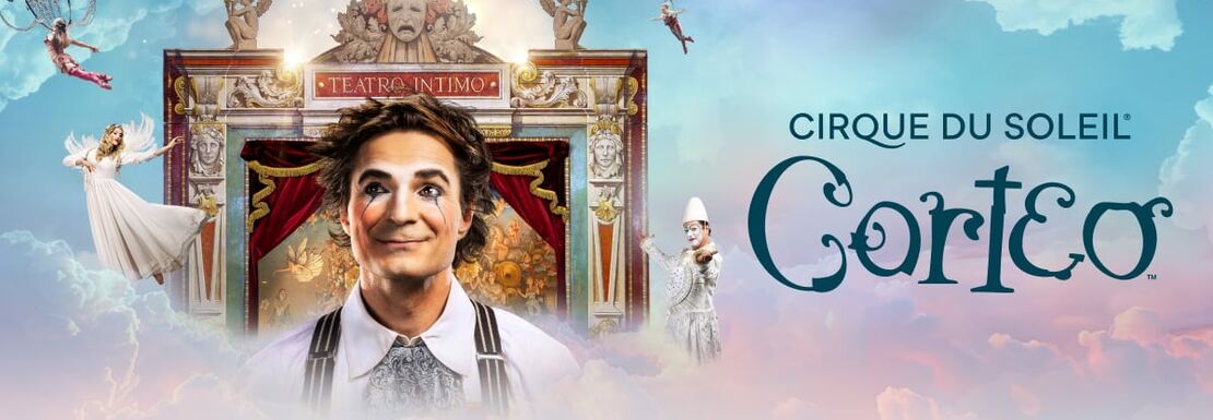 A promotional poster for Cirque de Soieil's Corteo show in London