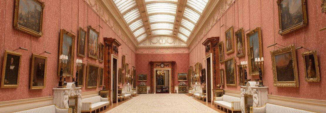 Buckingham Palace picture gallery forming a long hallway