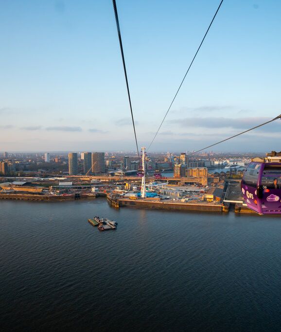 IFS Cable Cars running over the Thames