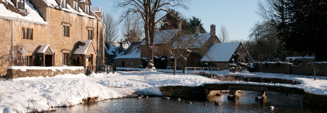 Castle Combe in the Cotswolds in snow