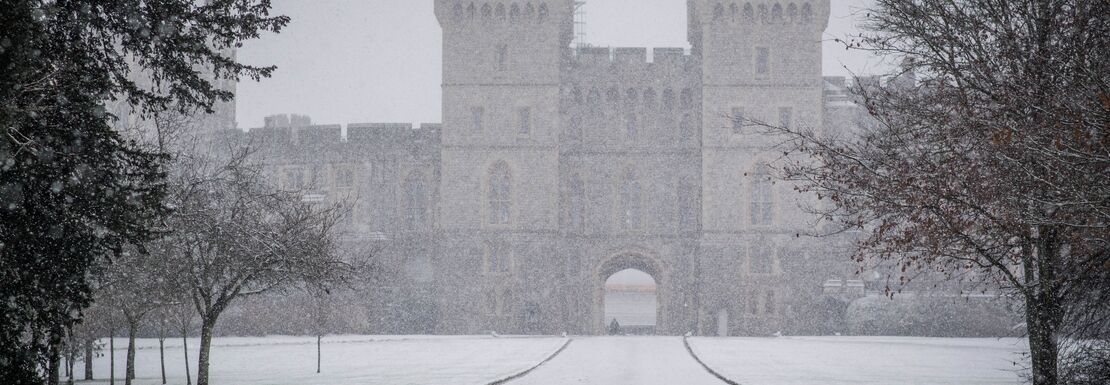 Windsor castle on a snowy winter day