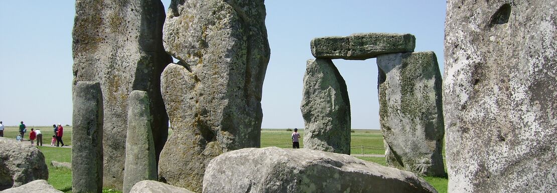 A view of Stonehenge from ground level