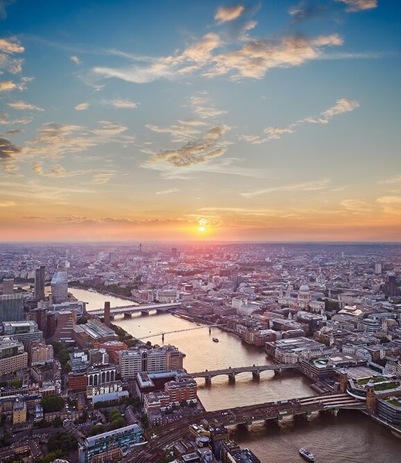 View of the River Thames from the Shard during sunset