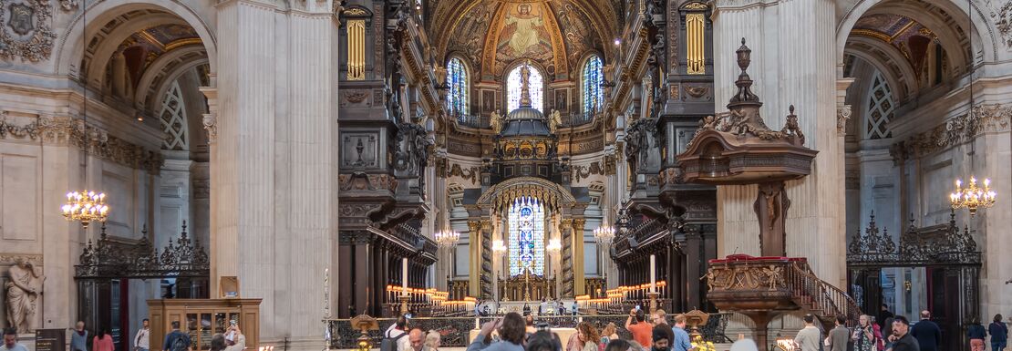 Visitors under the Dome of St Paul's Cathedral