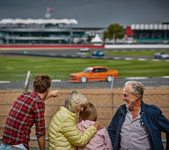 Guests looking at the track at the Silverstone Museum