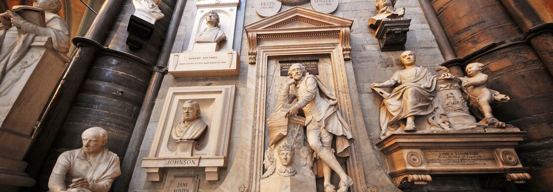 Sculptures on wall inside Westminster Abbey