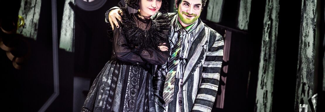 Two characters from Beetlejuice the Musical