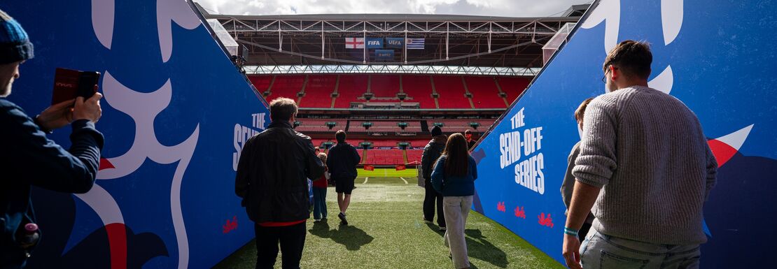 Walking out onto the pitch at Wembley Stadium