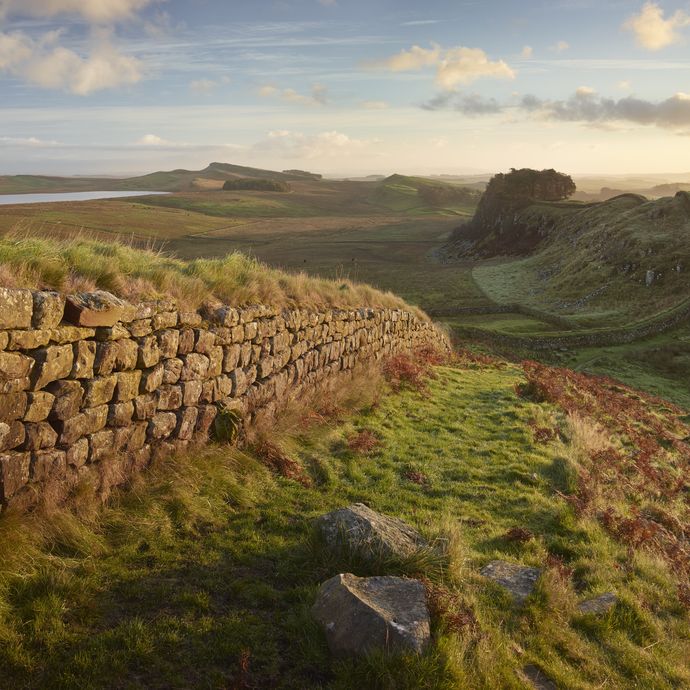 A section of the historic Roman stone wall fortification