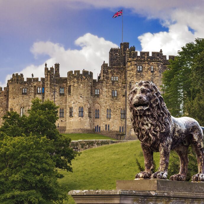 The majestic exterior of Alnwick Castle
