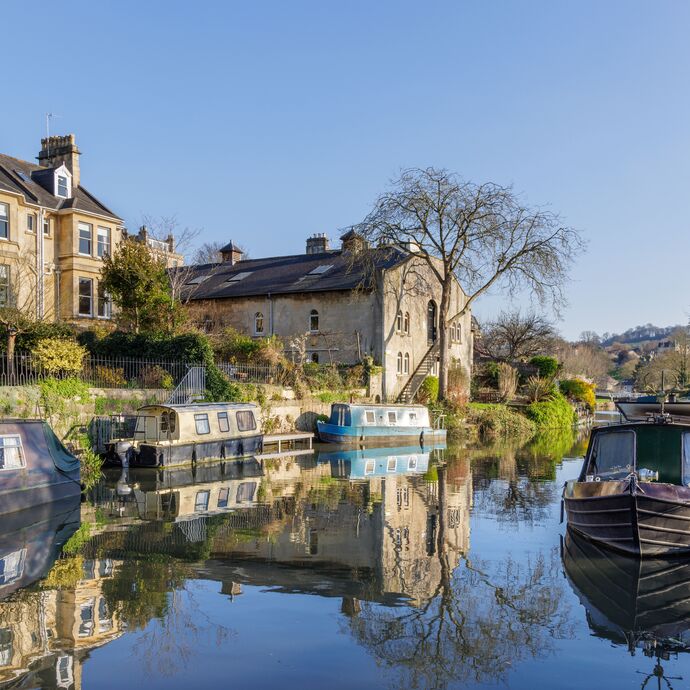 River boats on a riverbank in Somerset